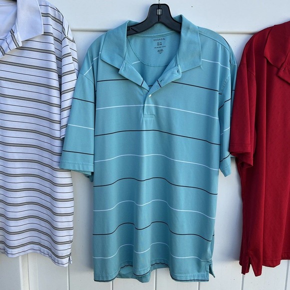 Lot of 3 George Polo Shirt Gray Golf Short Sleeve Red Blue White Striped XL - Picture 3 of 12